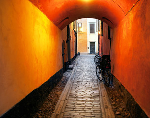 narrow alley in stockholm