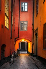 Wall murals Narrow Alley Narrow alley in Stockholm