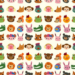 cartoon animal face pattern seamless