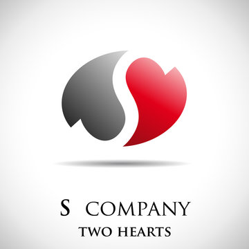 Logo letter S, two hearts # Vector