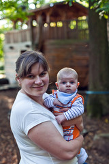 Fototapeta premium Happy young mother and her toddler