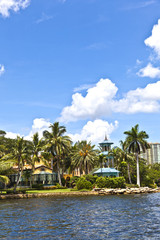 view to beautiful houses from the canal in Fort Lauderdale