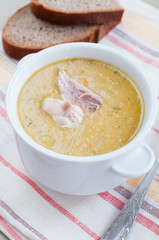 Soup with a piece of chicken