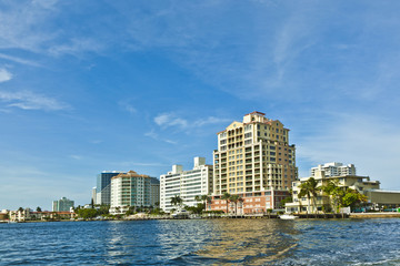 skyline of Fort Lauderdale from the canal