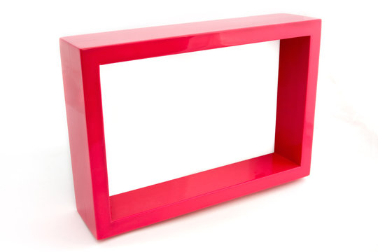 Empty Pink Picture Frame Over White