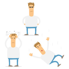 set of funny cartoon casual man