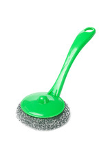 Wire scourer with green plastic handle