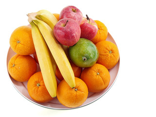 fresh fruits on a round tray