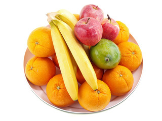 fresh fruits on a round tray