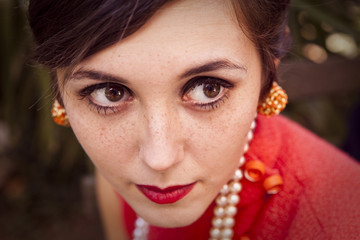 vintage fashion portrait of sixties style girl