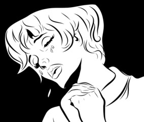 femme qui pleure et fait une prière