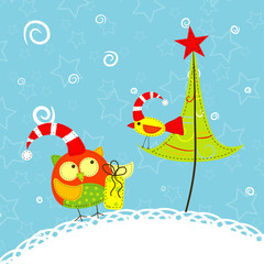 Template christmas greeting card, vector