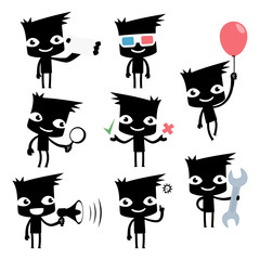 set of funny cartoon man
