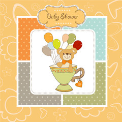 baby shower card with cute teddy bear