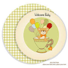 baby shower card with cute teddy bear