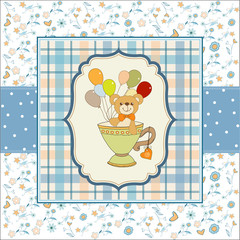 baby shower card with cute teddy bear