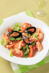 Salmon and mussel salad