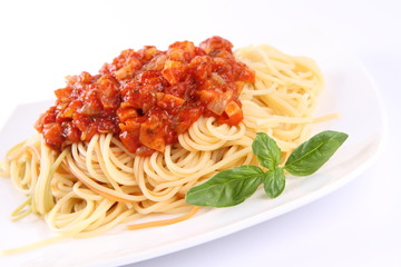 Spaghetti bolognese on a plate