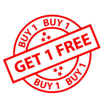 BUY 1 GET 1 FREE Marketing Stamp (sale special offers label)