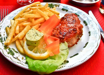 pork steak at a luxury restaurant