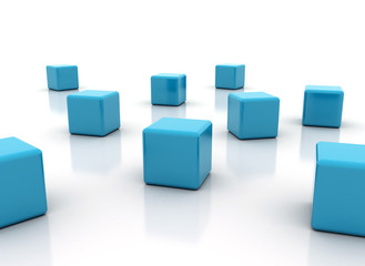 Obraz premium Blue cubes on white background