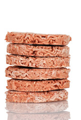 Stack of frozen hamburgers