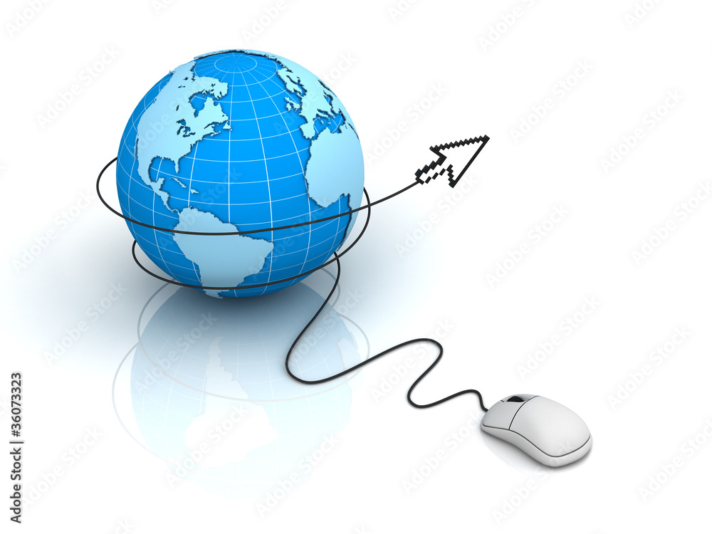 Aufkleber Globe with computer mouse cursor