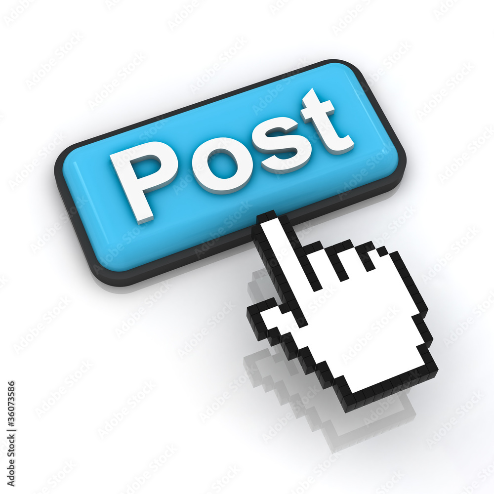 Aufkleber Post button with hand cursor