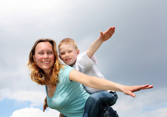 mother with her son outdoors