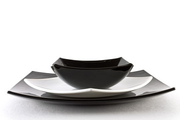 Black white plates