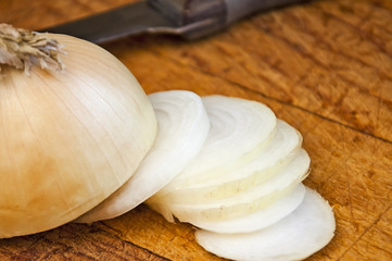 Sliced Onion On A Cutting Board