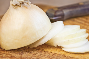 Onion Slices And Knife