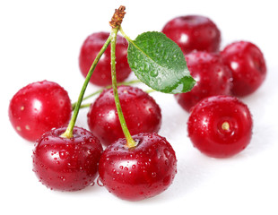 Cherries. Isolated on a white