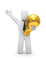 Person with gold lightbulb