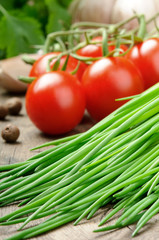 Fresh cherry tomatoes and chives