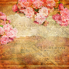 Grunge abstract background with roses