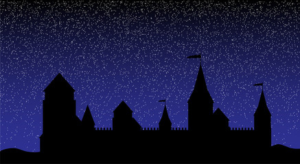 Silhouette of the castle at night