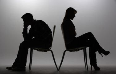 Man and woman in silhouette