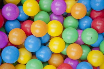 Fototapeta na wymiar Background, colorful plastic balls on children's playground 