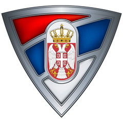 Steel shield with flag Serbia