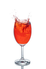 Red wine glass isolated on white background