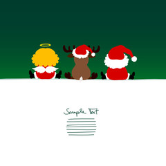 Card Santa, Angel & Reindeer