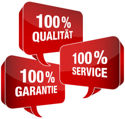 100% Qualität/Service/Garantie Sprechblasen rot