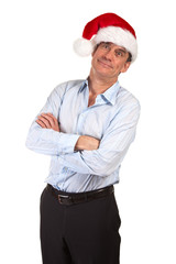 Attractive Smiling Man in Santa Hat making Silly Face