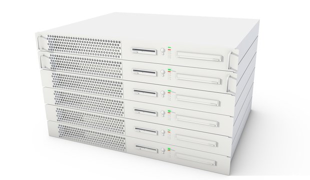 Rack Servers on white background