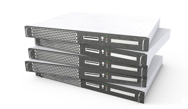 Rack Servers on white background