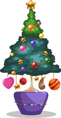 Christmas tree isolated vector illustration