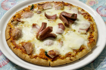 pizza and sausages