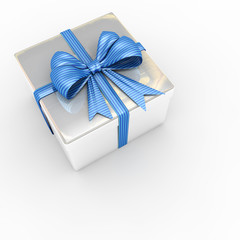 Gift with blue ribbon