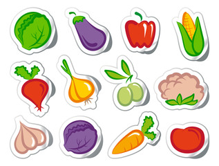 Stickers with vegetables